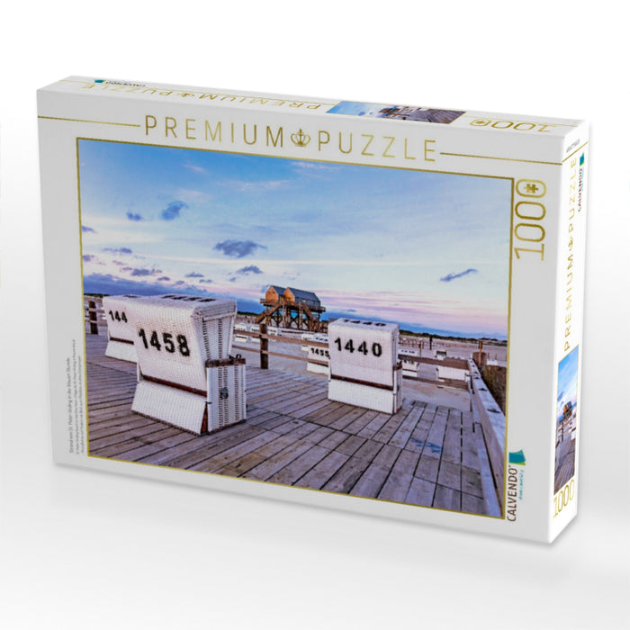 Strand von St. Peter-Ording in der blauen Stunde - CALVENDO Foto-Puzzle'