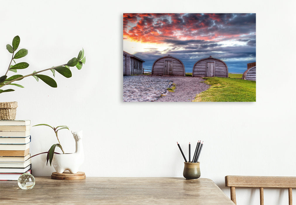 Premium textile canvas Premium textile canvas 75 cm x 50 cm landscape England - Lindisfarne Castle 