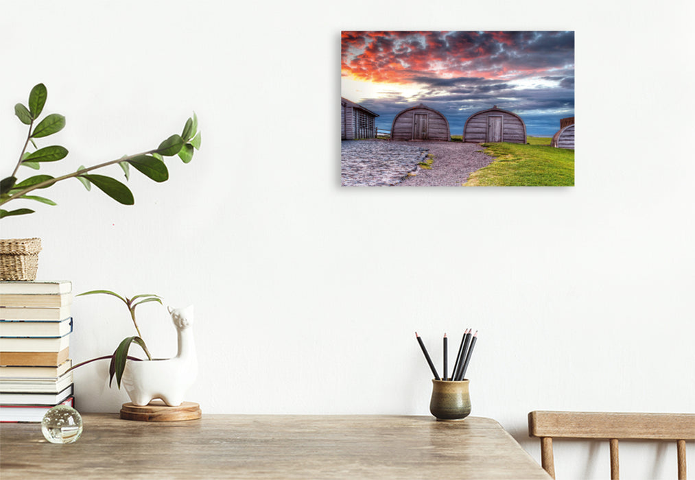 Premium textile canvas Premium textile canvas 75 cm x 50 cm landscape England - Lindisfarne Castle 