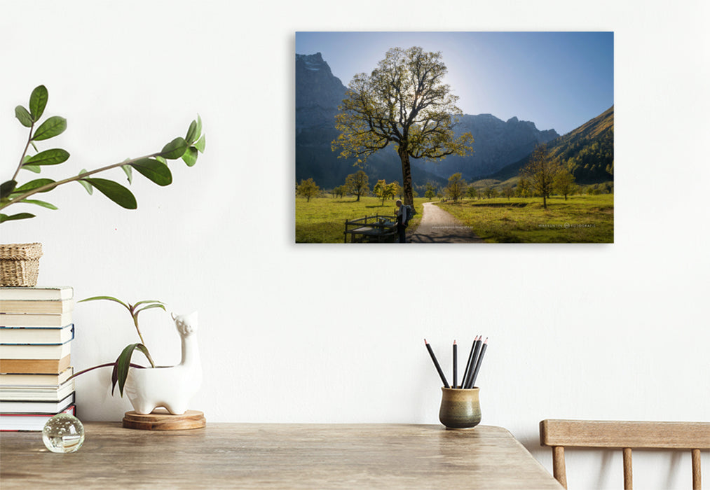 Premium textile canvas Premium textile canvas 120 cm x 80 cm landscape On the way to Engalm 