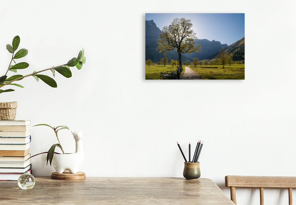 Premium textile canvas Premium textile canvas 120 cm x 80 cm landscape On the way to Engalm 