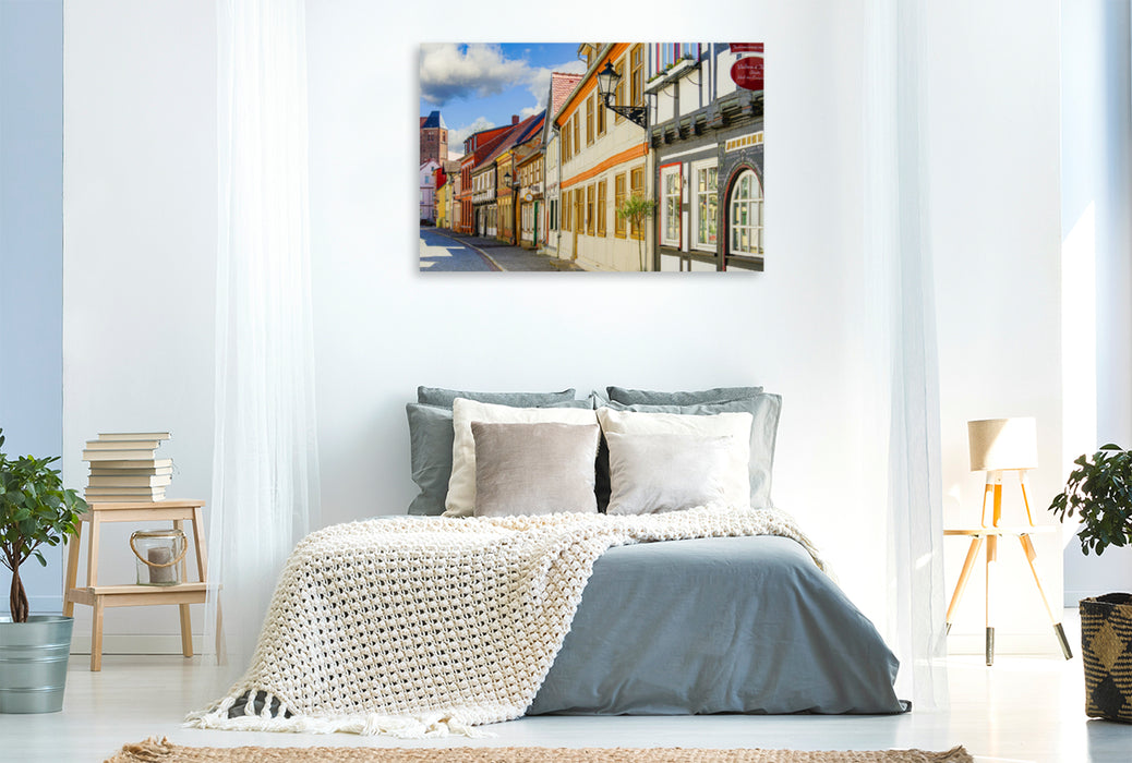 Premium textile canvas Premium textile canvas 120 cm x 80 cm landscape View of Kirchstrasse 