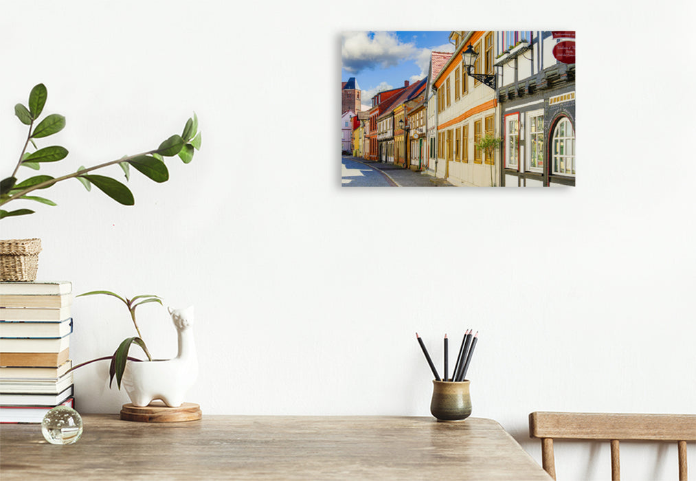 Premium textile canvas Premium textile canvas 120 cm x 80 cm landscape View of Kirchstrasse 