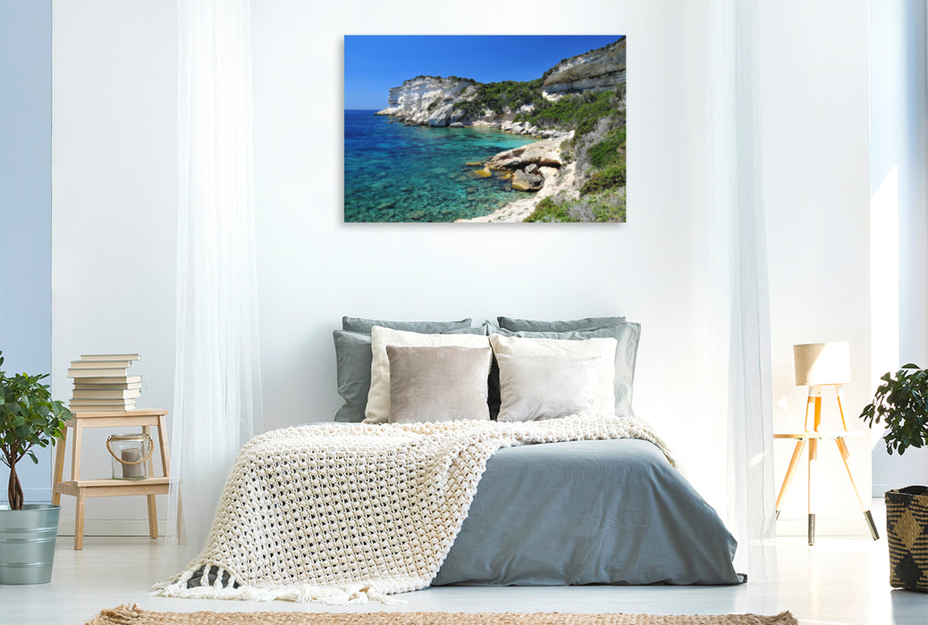 Premium textile canvas Premium textile canvas 120 cm x 80 cm landscape Near Pertusato, Corsica 