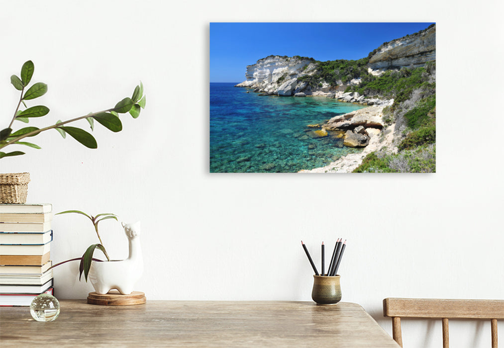 Premium textile canvas Premium textile canvas 120 cm x 80 cm landscape Near Pertusato, Corsica 