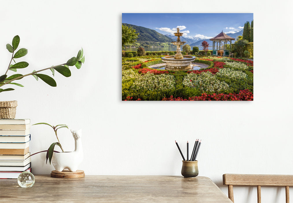 Premium textile canvas Premium textile canvas 120 cm x 80 cm landscape Park on Lake Zell in Salzburg, Austria 