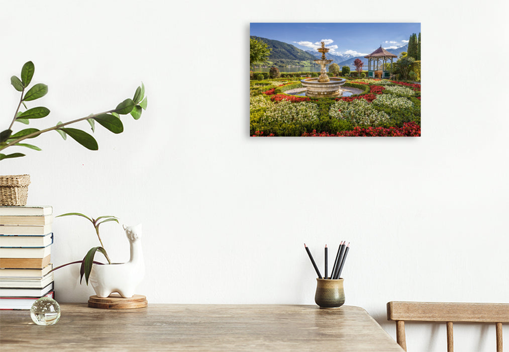 Premium textile canvas Premium textile canvas 120 cm x 80 cm landscape Park on Lake Zell in Salzburg, Austria 