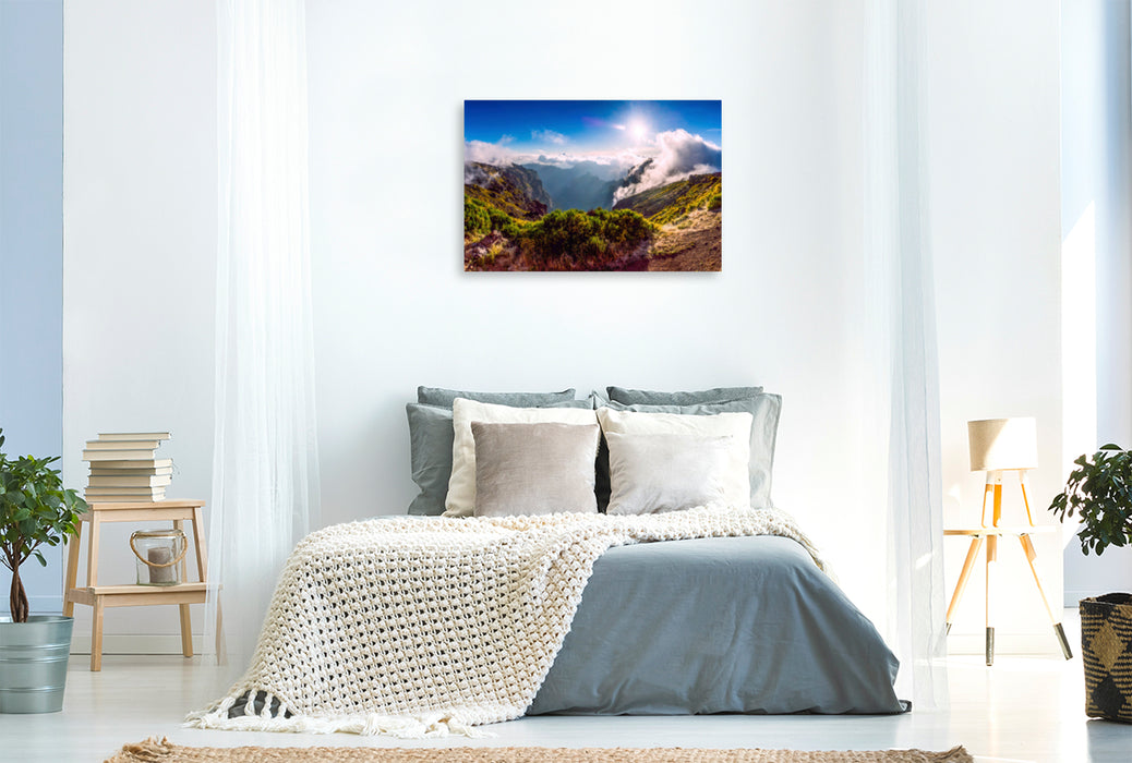 Premium textile canvas Premium textile canvas 90 cm x 60 cm landscape Madeira Pico do Arieiro 