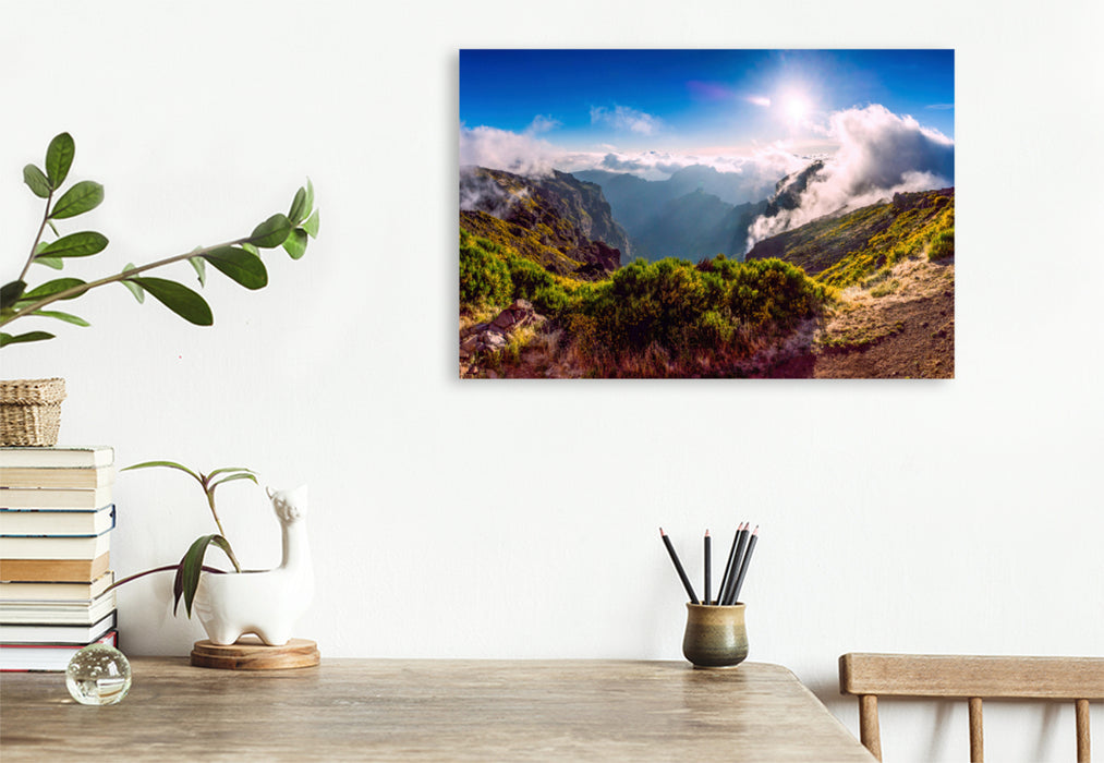 Premium textile canvas Premium textile canvas 90 cm x 60 cm landscape Madeira Pico do Arieiro 