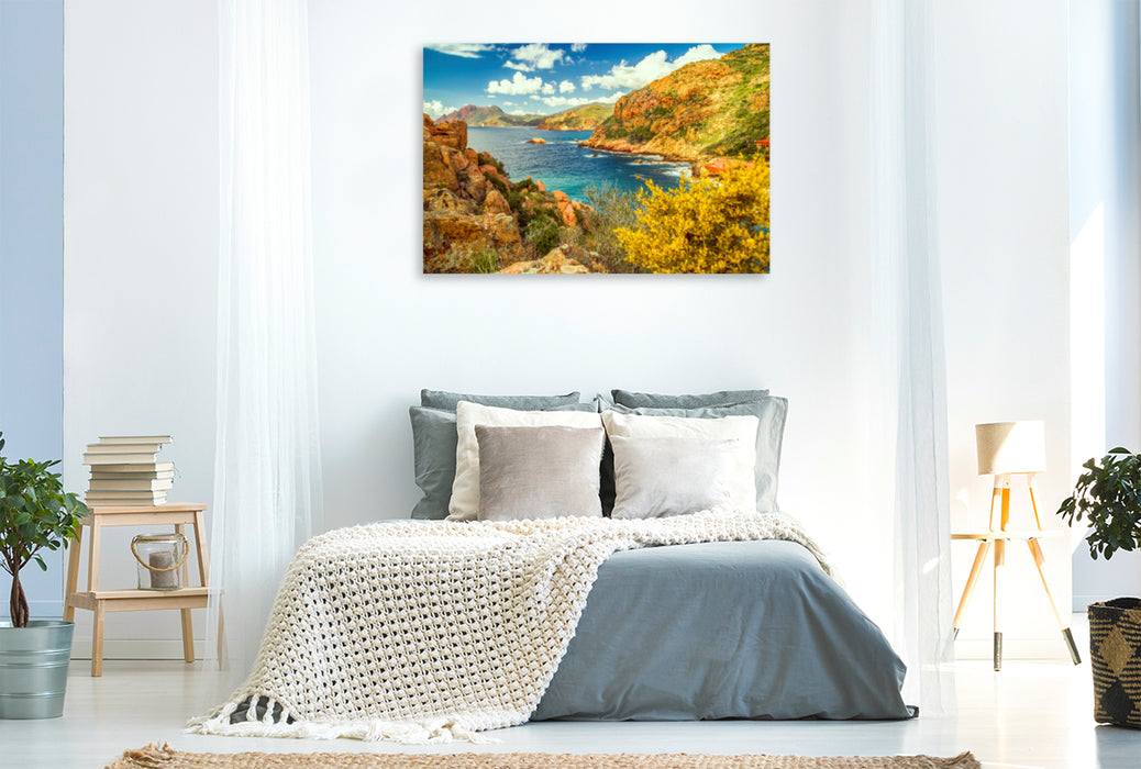 Premium textile canvas Premium textile canvas 120 cm x 80 cm landscape Corsica - Porto 