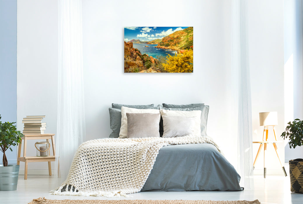 Premium textile canvas Premium textile canvas 120 cm x 80 cm landscape Corsica - Porto 