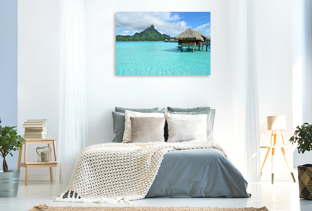 Premium Textil-Leinwand Premium Textil-Leinwand 120 cm x 80 cm quer Resort auf Bora Bora