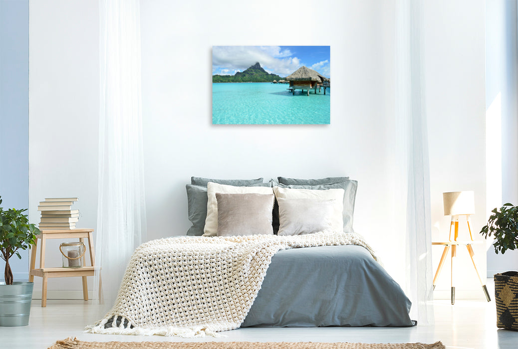 Premium textile canvas Premium textile canvas 120 cm x 80 cm landscape Resort on Bora Bora 