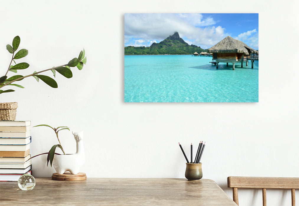 Premium textile canvas Premium textile canvas 120 cm x 80 cm landscape Resort on Bora Bora 