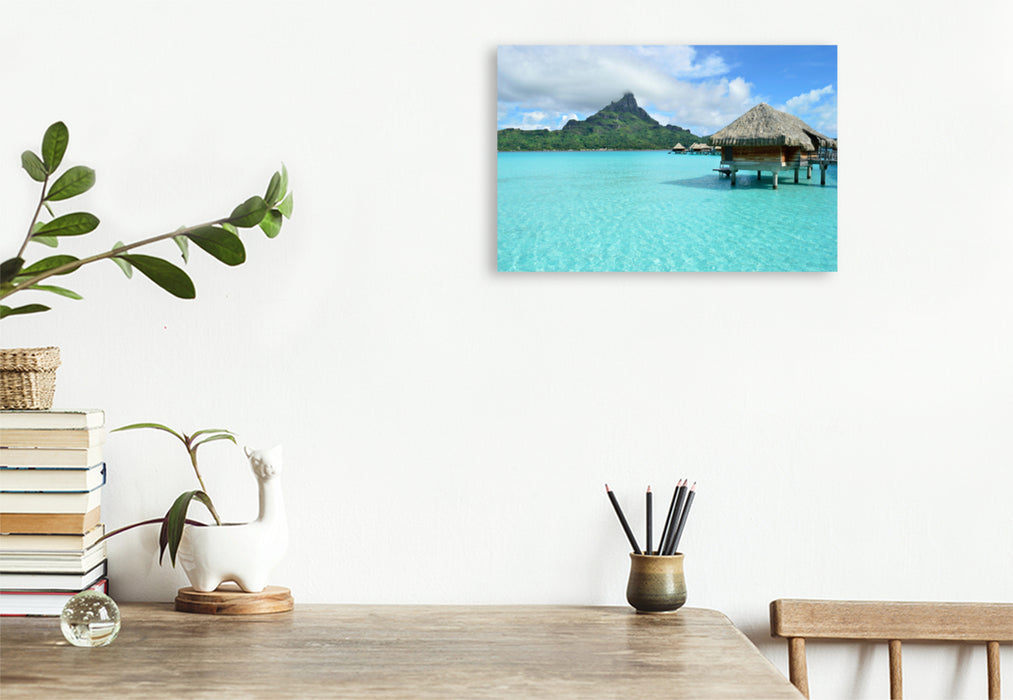 Premium textile canvas Premium textile canvas 120 cm x 80 cm landscape Resort on Bora Bora 