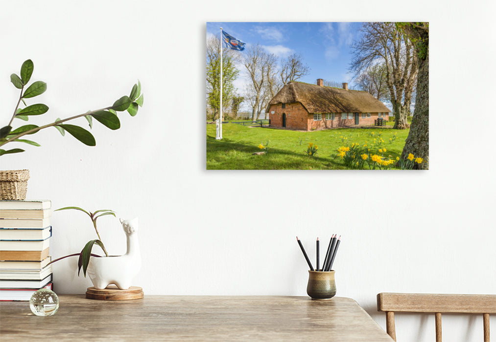 Premium textile canvas Premium textile canvas 120 cm x 80 cm landscape Old Frisian house in Keitum on Sylt 