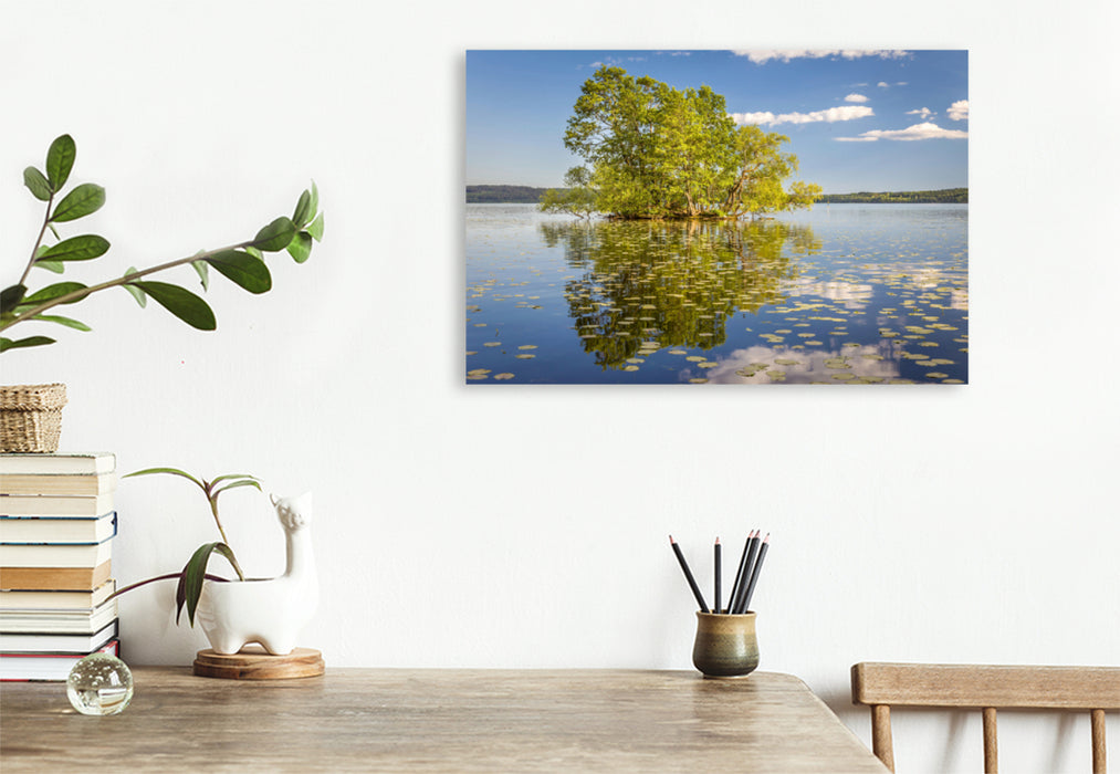 Premium textile canvas Premium textile canvas 120 cm x 80 cm across Tree island in Lake Mälaren in Sigtuna 
