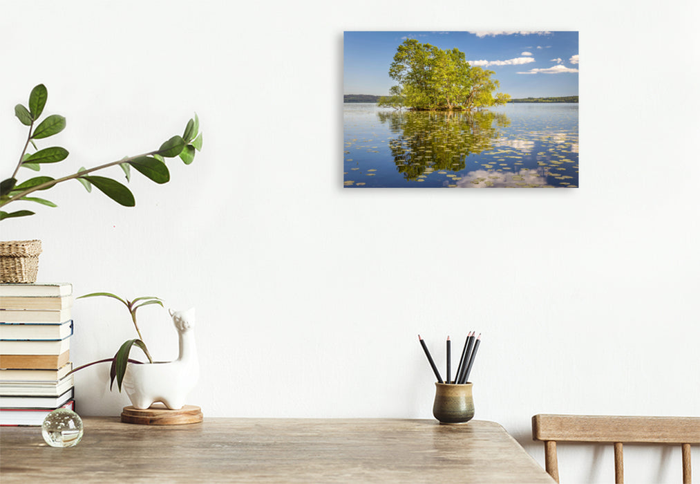 Premium textile canvas Premium textile canvas 120 cm x 80 cm across Tree island in Lake Mälaren in Sigtuna 
