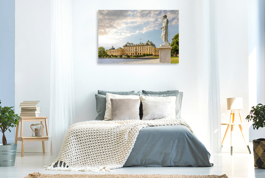 Premium textile canvas Premium textile canvas 120 cm x 80 cm landscape Drottningholm Royal Castle near Stockholm 