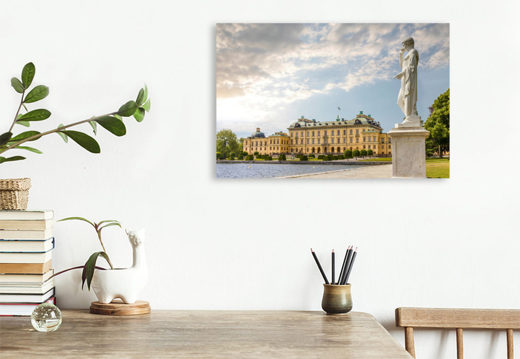 Premium textile canvas Premium textile canvas 120 cm x 80 cm landscape Drottningholm Royal Castle near Stockholm 