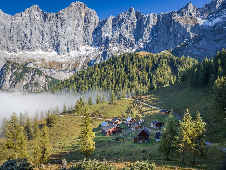 Neustattalm (1.530 m) vor der Dachstein-Südwand - CALVENDO Foto-Puzzle'
