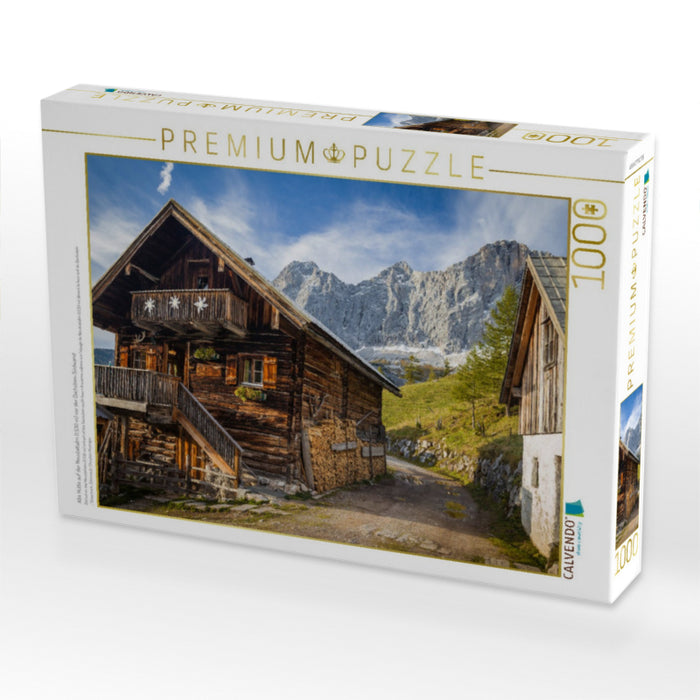 Alte Hütte auf der Neustattalm (1.530 m) vor der Dachstein-Südwand - CALVENDO Foto-Puzzle'