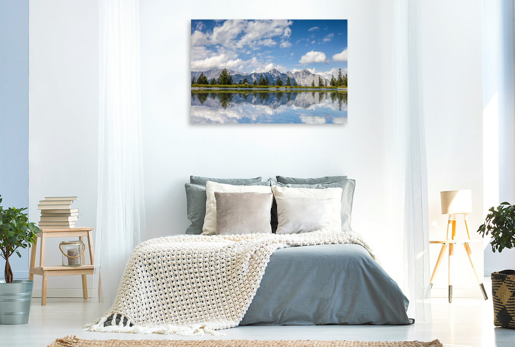 Premium textile canvas Premium textile canvas 120 cm x 80 cm across cold water lake above Seefeld 