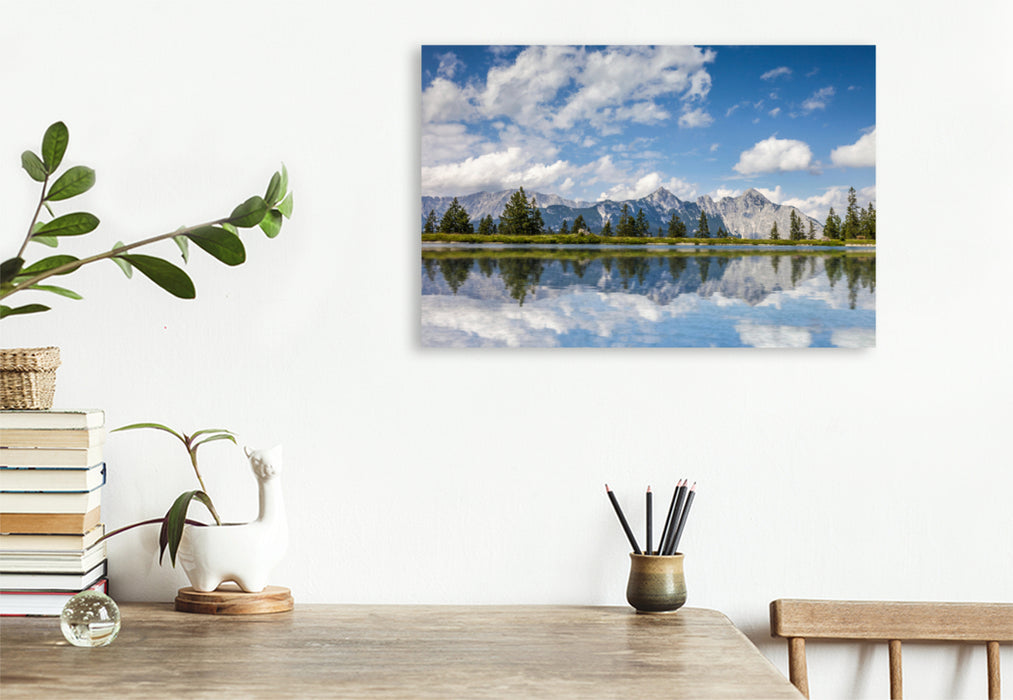 Premium textile canvas Premium textile canvas 120 cm x 80 cm across cold water lake above Seefeld 