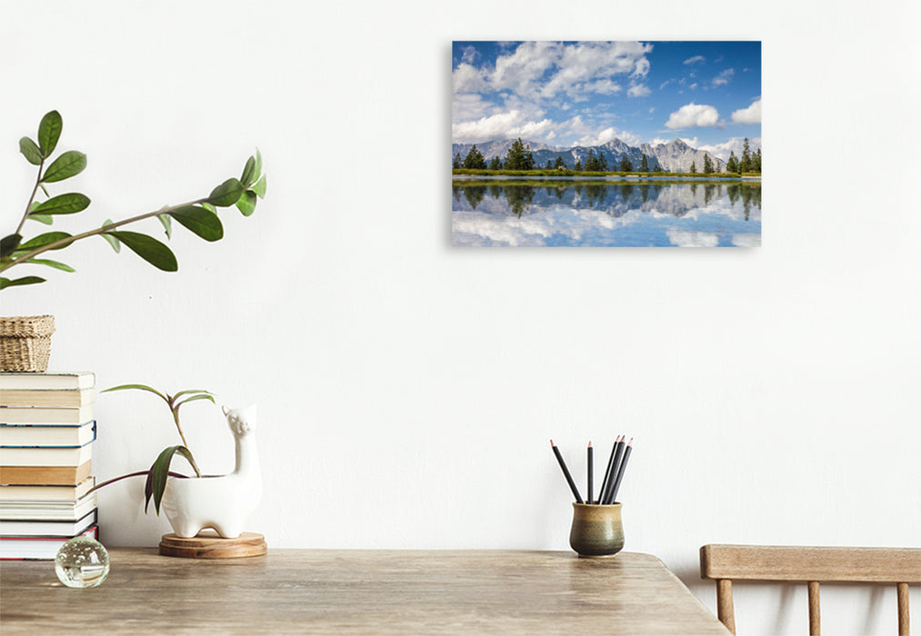 Premium textile canvas Premium textile canvas 120 cm x 80 cm across cold water lake above Seefeld 