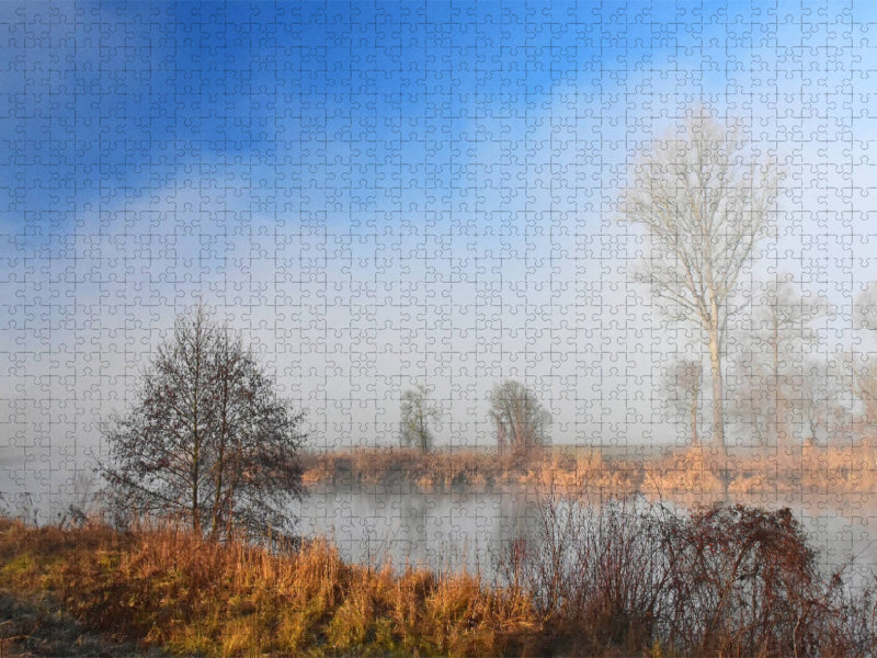 Nebel liegt über dem Ampertal - CALVENDO Foto-Puzzle'
