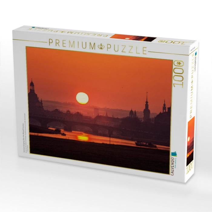 Sonnenuntergang über der Altstadt Dresden - CALVENDO Foto-Puzzle'