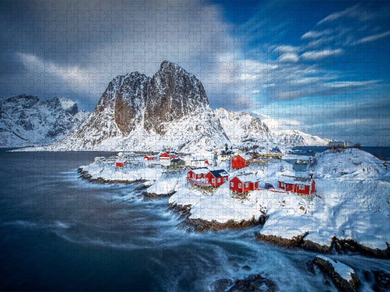 Hamnøy auf den Lofoten nach einem Wintersturm - CALVENDO Foto-Puzzle'