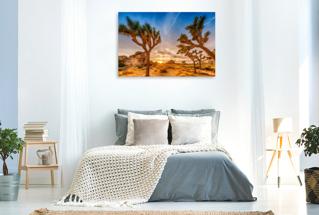 Premium Textil-Leinwand Premium Textil-Leinwand 120 cm x 80 cm quer Herrlicher Sonnenuntergang im Joshua Tree National Park