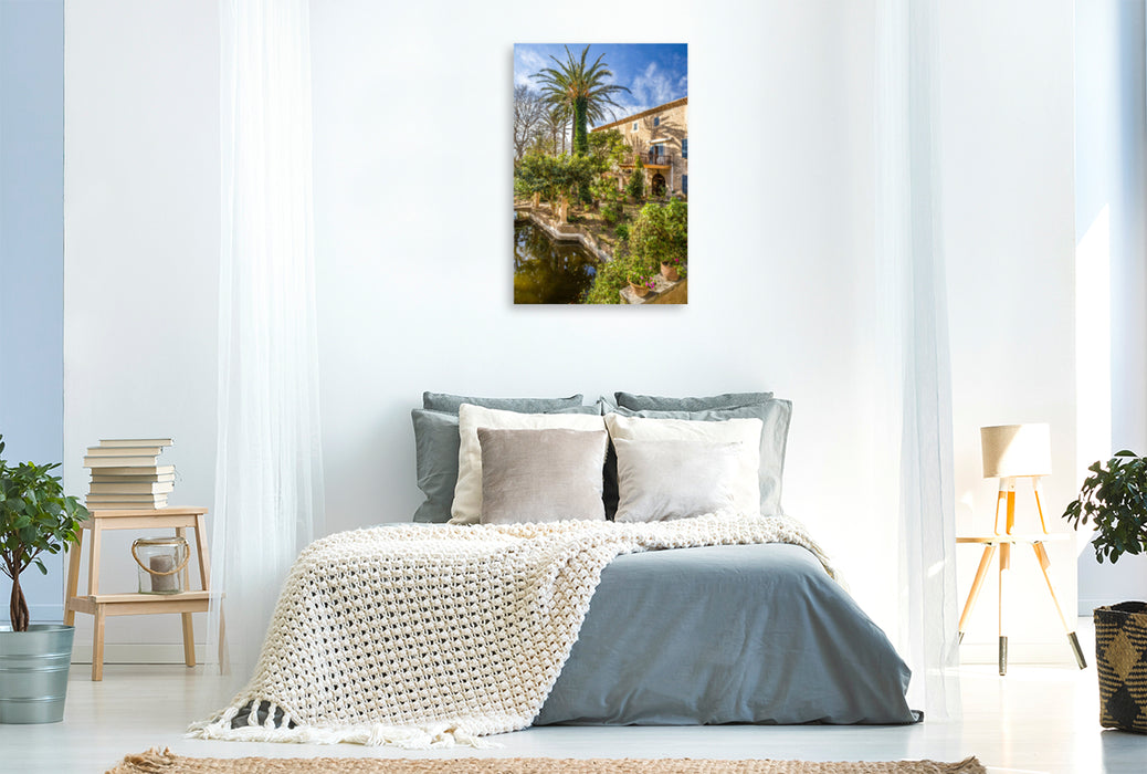Premium Textil-Leinwand Premium Textil-Leinwand 80 cm x 120 cm  hoch Garten und Herrenhaus Son Marroig bei Deià, Mallorca, Spanien