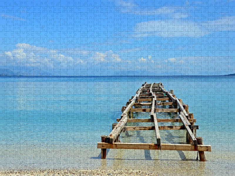 Holzsteg im Meer - CALVENDO Foto-Puzzle'