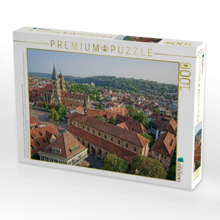 Panoramablick vom Turm der Frauenkirche, ein Motiv aus dem Kalender Esslingen von oben und von unten - CALVENDO Foto-Puzzle'