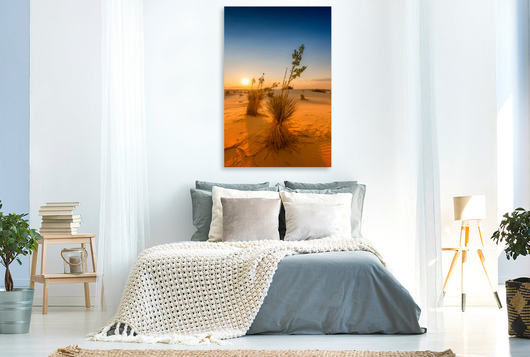 Premium Textil-Leinwand Premium Textil-Leinwand 80 cm x 120 cm  hoch Sonnenuntergang über dem White Sands National Monument