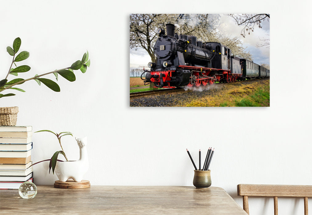 Premium textile canvas Premium textile canvas 120 cm x 80 cm across The Easter train 