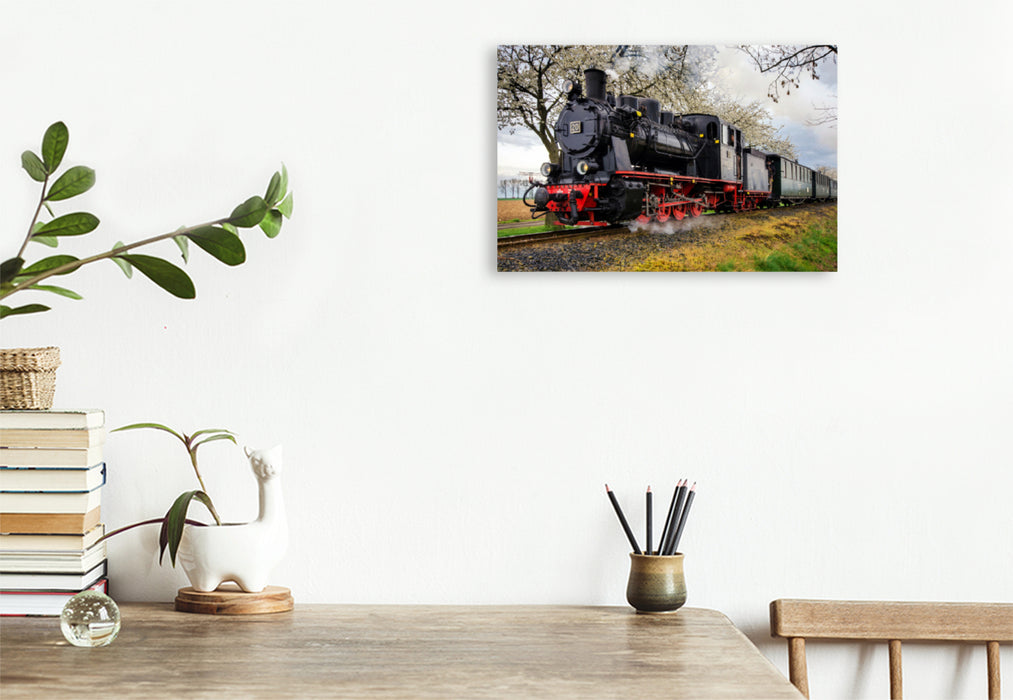 Premium textile canvas Premium textile canvas 120 cm x 80 cm across The Easter train 