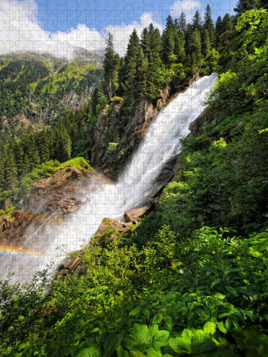 Krimmler Wasserfall mit Regenbogen. Hohe Tauern im Salzburger Land Österreich. - CALVENDO Foto-Puzzle'