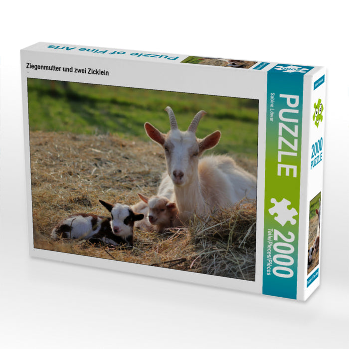 Ziegenmutter und zwei Zicklein 2000 Teile Puzzle quer - CALVENDO Foto-Puzzle'