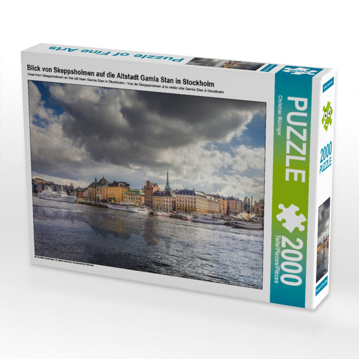 Blick von Skeppsholmen auf die Altstadt Gamla Stan in Stockholm 2000 Teile Puzzle quer - CALVENDO Foto-Puzzle'