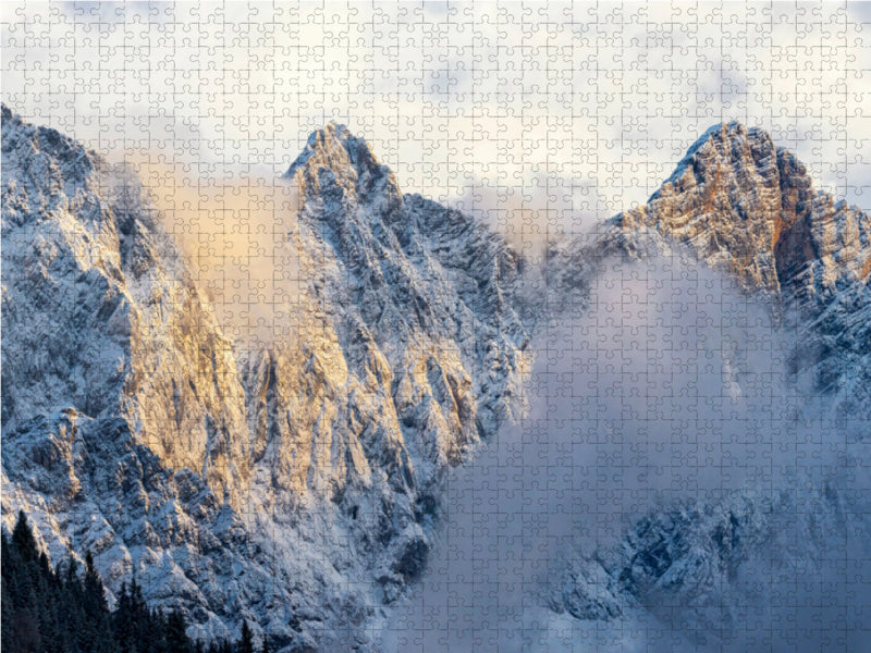 Blick auf den Dachstein bei Sonnenuntergang 1000 Teile Puzzle quer - CALVENDO Foto-Puzzle'