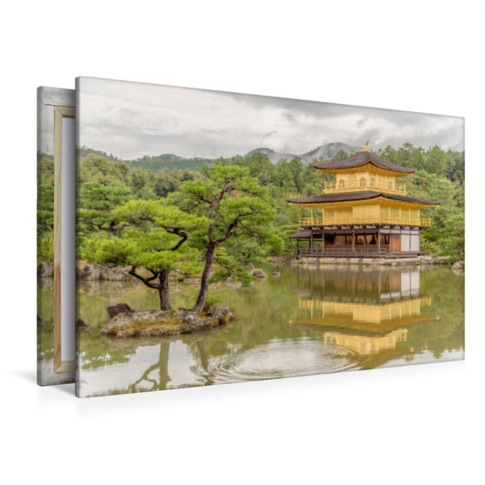 Premium Textil-Leinwand Premium Textil-Leinwand 120 cm x 80 cm quer Goldener Pavillon Tempel: Kinkaku-ji Kyoto
