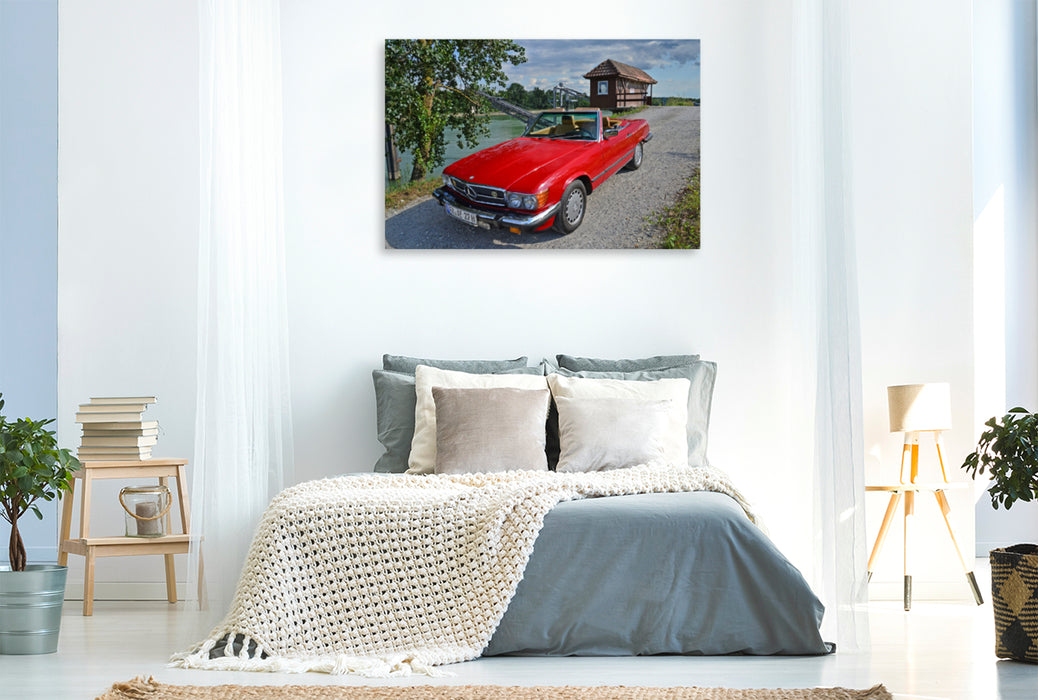 Premium Textil-Leinwand Premium Textil-Leinwand 120 cm x 80 cm quer Ein Motiv aus dem Kalender Ein Stern für Amerika - Mercedes Benz 560 SL