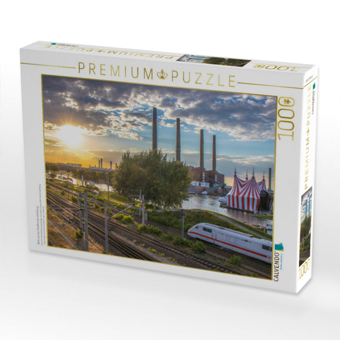 Blick von der Stadtbrücke Wolfsburg - CALVENDO Foto-Puzzle'