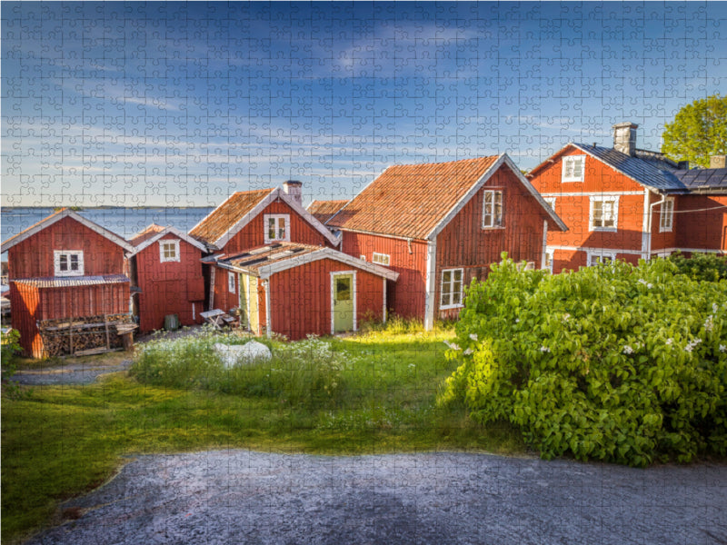 Alte Fischerhäuser auf der Insel Sandhamn 2000 Teile Puzzle quer - CALVENDO Foto-Puzzle'