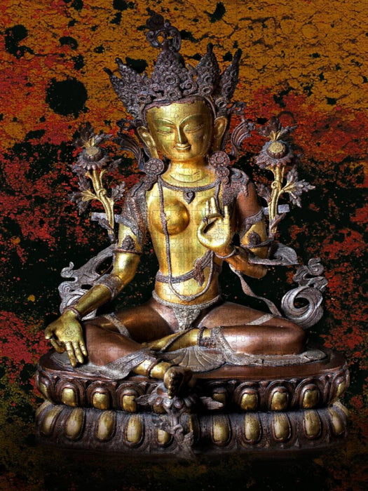 Grüne Tara, der weibliche Buddha des Mitgefühls - CALVENDO Foto-Puzzle'
