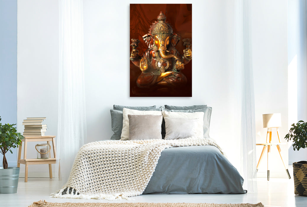 Premium Textil-Leinwand Premium Textil-Leinwand 80 cm x 120 cm  hoch Ganesha, der überaus beliebte Überwinder aller Schwierigkeiten und Hindernisse