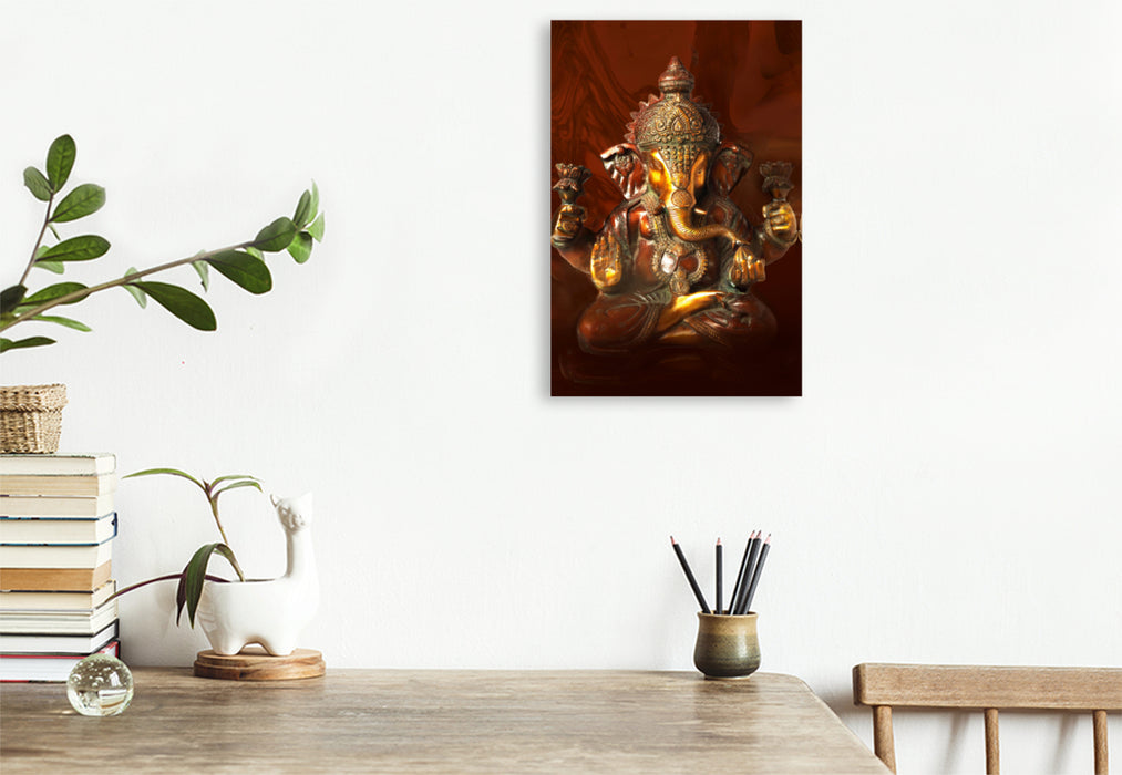 Premium Textil-Leinwand Premium Textil-Leinwand 80 cm x 120 cm  hoch Ganesha, der überaus beliebte Überwinder aller Schwierigkeiten und Hindernisse